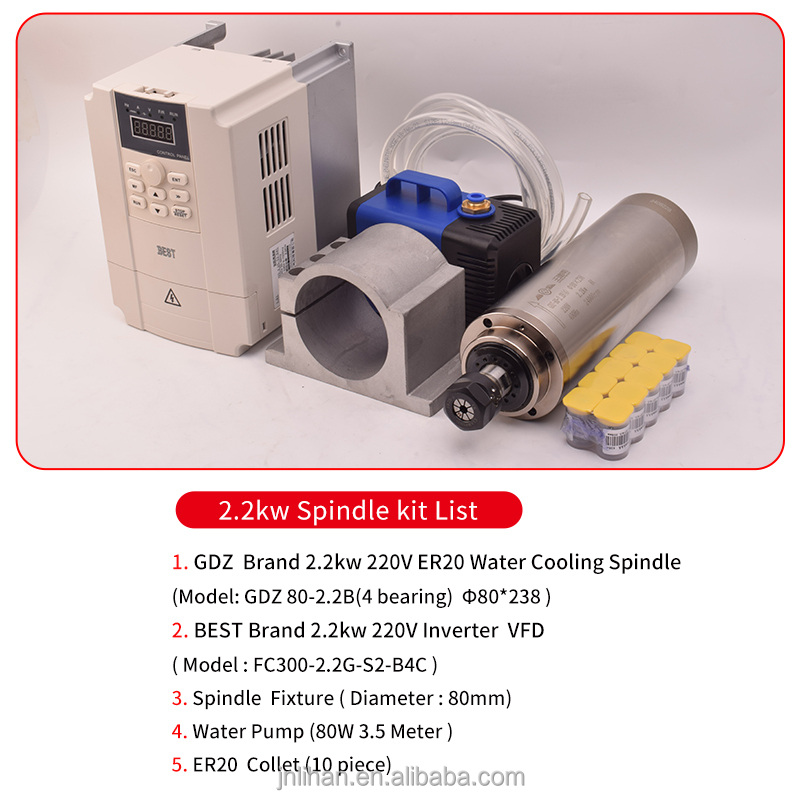 GDZ 2.2KW 220V Water Cooled CN - огляд і ціна 2.2Kw Water Cooled Spindle Kit Vfd